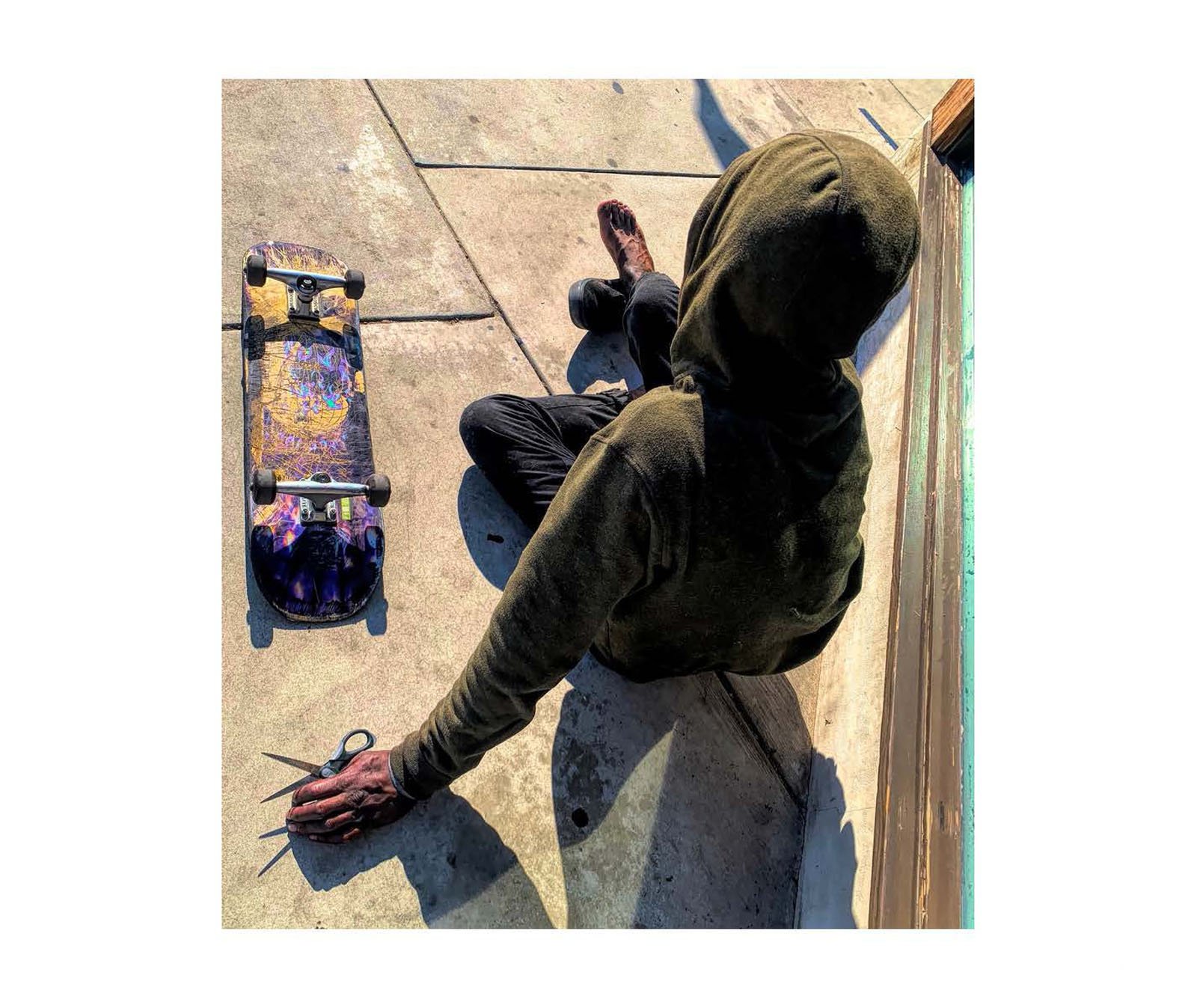 Scissors and Skateboard, Santa Monica, Ca.  2020