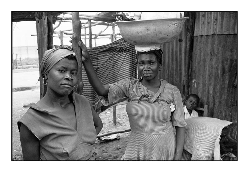 Dishpan on her head, Haiti 1986